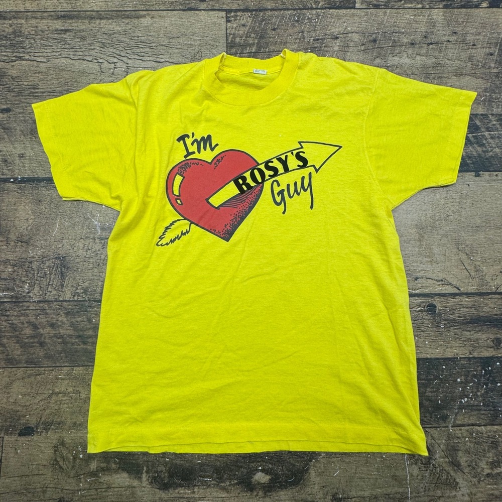 Vintage Screen Stars Mens‎ Large Yellow Rosys Guy Graphic T Shirt Made USA
